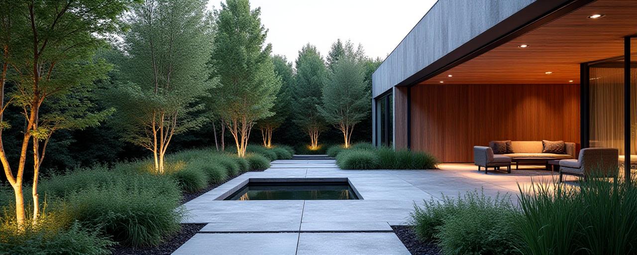洗練されたモダンな庭園のデザイン